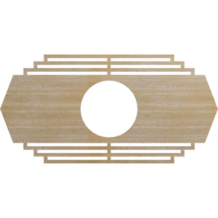 Ekena Millwork Chrysler Wood Fretwork Pierced Ceiling Medallion, Hickory, 38"W x 19"H x 10"ID x 1/4"T CMWP38X19X0250CSHI